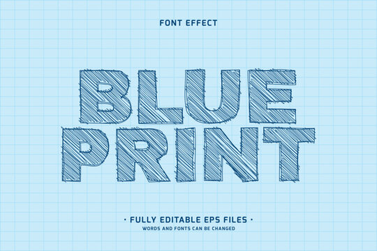 blueprint sketch vector text effect