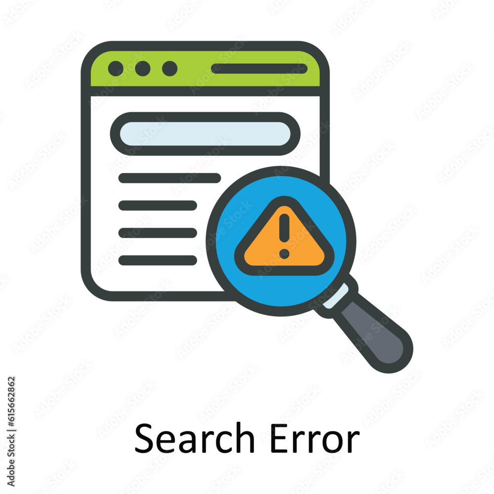 Aufkleber search error vector fill outline icon design illustration. cyber security symbol on white background