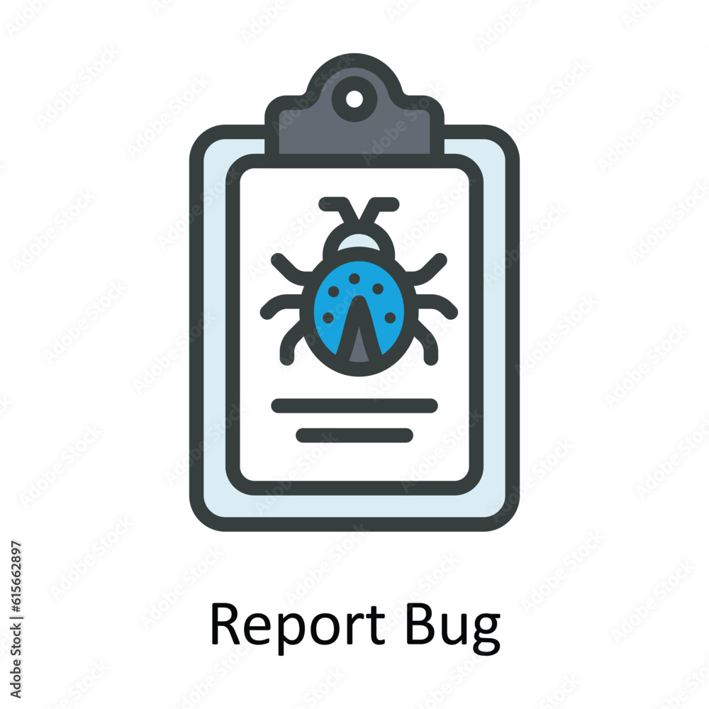 Poster report bug vector fill outline icon design illustration. cyber security symbol on white background e