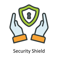 Security Shield Vector Fill outline Icon Design illustration. Cyber security  Symbol on White background EPS 10 File