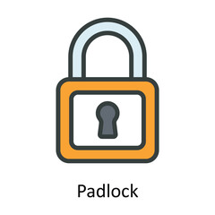 Padlock Vector Fill outline Icon Design illustration. Cyber security  Symbol on White background EPS 10 File