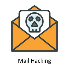 Mail Hacking Vector Fill outline Icon Design illustration. Cyber security  Symbol on White background EPS 10 File