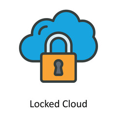 Locked Cloud Vector Fill outline Icon Design illustration. Cyber security  Symbol on White background EPS 10 File