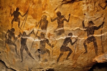 Fototapeta na wymiar a cave painting of people