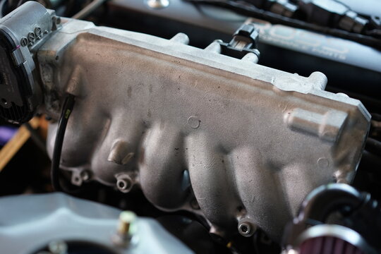 Race car's engine detail and design