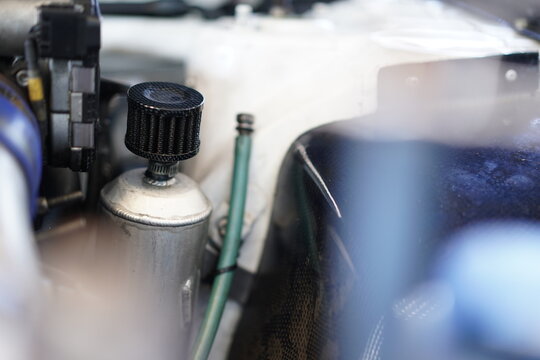 Race car's engine detail and design