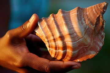 Holding a Conch Shell - AI Generated