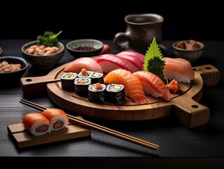 Fototapeta na wymiar Traditional Japanese Sushi Set - AI Generated