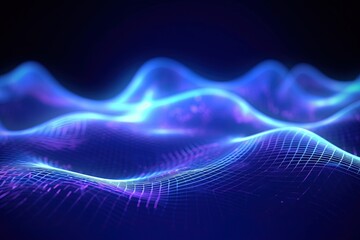 Fototapeta premium abstract futuristic background with pink blue glowing neon moving high speed wave lines and bokeh lights. Data transfer concept Fantastic wallpaper, Ai Generative