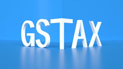 Goods and Service Tax Text 3D Vertical on Blue Background Landscape