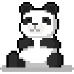 Obraz premium Pixel cartoon sitting panda character.