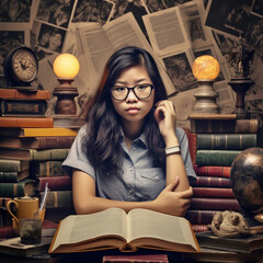 woman reading a book Tech Savvy - A Stock Photo of An Asian Woman