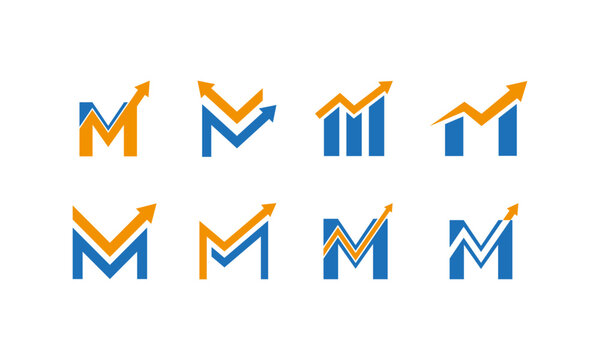 Investment with letter m logo design