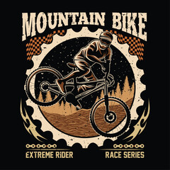 Mountain bike Silhouette logo. bicycle downhill vintage logo illustration vector