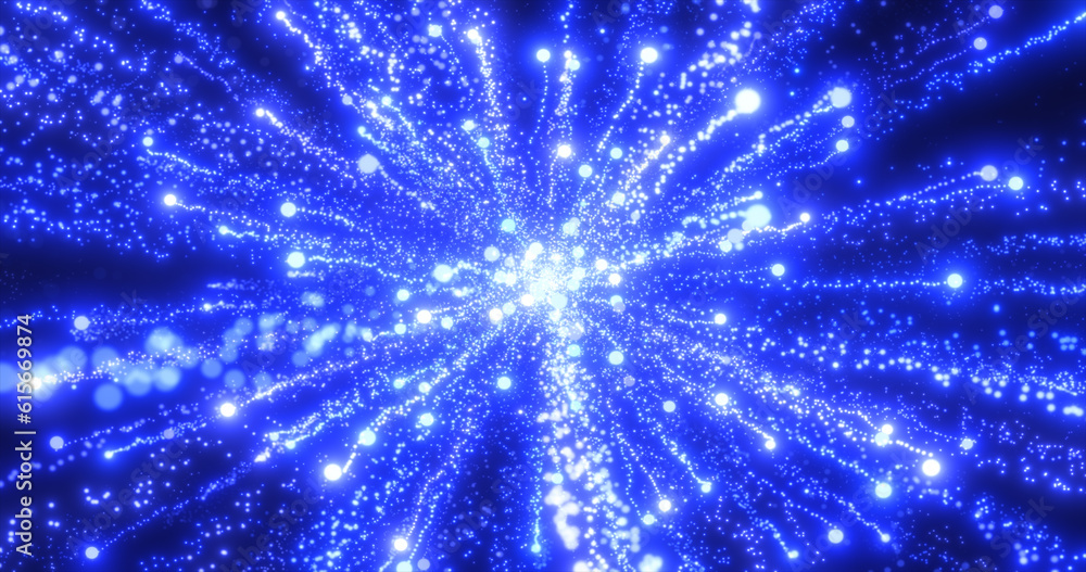 Poster abstract blue energy fireworks particle salute magical bright glowing futuristic hi-tech with blur e