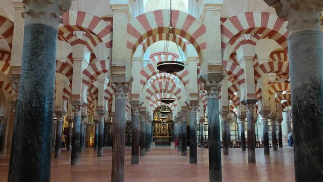 Cordoba, Spain - Mezquita Catedral Mosque Cathedral of C&oacute;rdoba Cordoba, Spain - The Columns and Double Tiered Arches in The Original Section of the Mosque Building