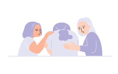 Fototapeta premium People in group therapy session, talk therapy and group therapy concept. Flat vector illustration.