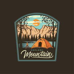 Mountain Expedition Logo. Outdoor Camping and Adventure Vintage Logo Vector