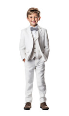 Portrait of boy handsome in business suit isolated on white transparent background , PNG file , Created with Generative Ai Technology