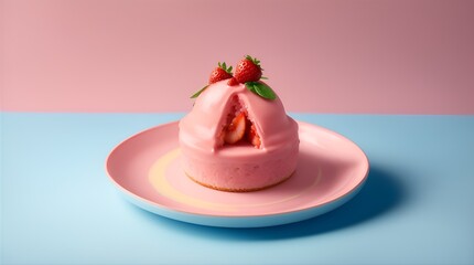 mini strawberry cake on a plate