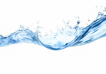 A pure and transparent water splash emerges against a clean white background, creating a captivating visual impact. generative AI.