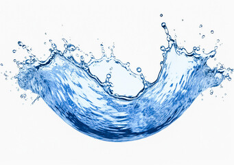 A pure and transparent water splash emerges against a clean white background, creating a captivating visual impact. generative AI.