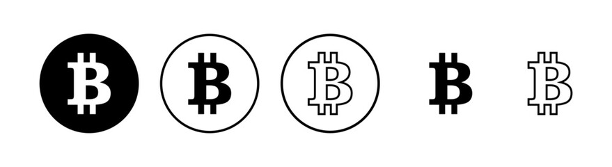 Bitcoin sign icons set. Crypto currency symbol. Blockchain. Cryptocurrency