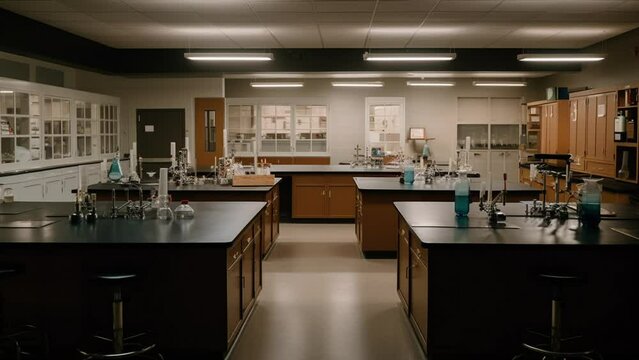 Immerse in the heart of innovation with this vivid image of a modern science laboratory. Excellent for projects related to research, education, or technology, reworked generative AI