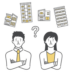 一戸建てとマンション、購入検討に悩む男性と女性