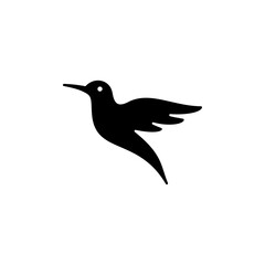 simple flying colibri bird icon illustration, hummingbird silhouette logo design