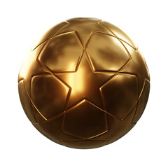 Golden soccer ball with stars isolated