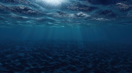 Fototapeta na wymiar Dark blue ocean surface from underwater generative AI