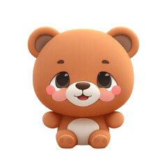 Fototapeta na wymiar BEAR with happy faces, Chibi style, tiny, Cute, and transparent background.