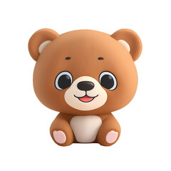 Naklejka premium BEAR with happy faces, Chibi style, tiny, Cute, and transparent background.