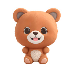 Obraz premium BEAR with happy faces, Chibi style, tiny, Cute, and transparent background.