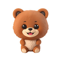 Fototapeta premium BEAR with happy faces, Chibi style, tiny, Cute, and transparent background.