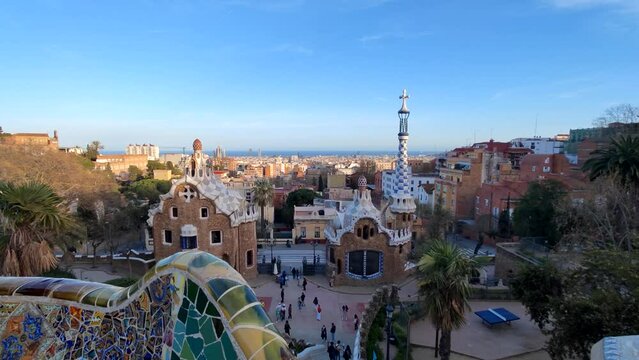 Park G&uuml;ell Guell Barcelona Spain - Gardens and Architectural Elements on Carmel Hill by Antoni Gaud&iacute;