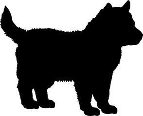 Alaskan Malamute Dog puppies silhouette. Baby dog silhouette. Puppy