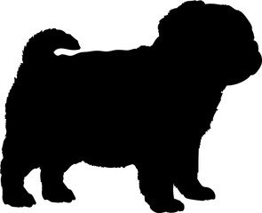 Pug Dog puppies silhouette. Baby dog silhouette. Puppy