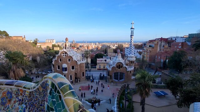 Park G&uuml;ell Guell Barcelona Spain - Gardens and Architectural Elements on Carmel Hill by Antoni Gaud&iacute;