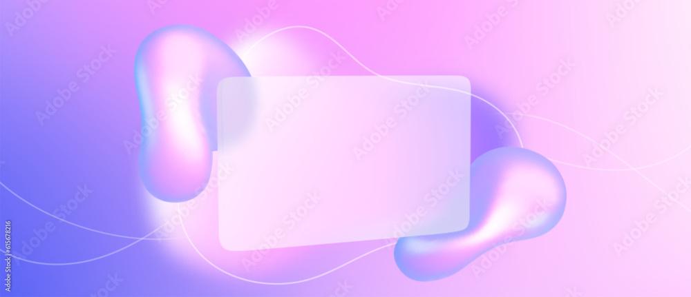 Poster glass morphism abstract gradient background design. transparent card frame with blur purple fluid bu