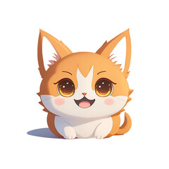 Obraz premium Brown CAT with happy faces,Chibi style, tiny, Cute kittens, and transparent background.
