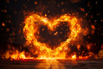 Fototapeta premium heart in fire ,Generative AI
