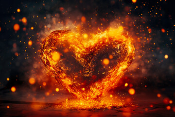 Fototapeta na wymiar heart in fire ,Generative AI