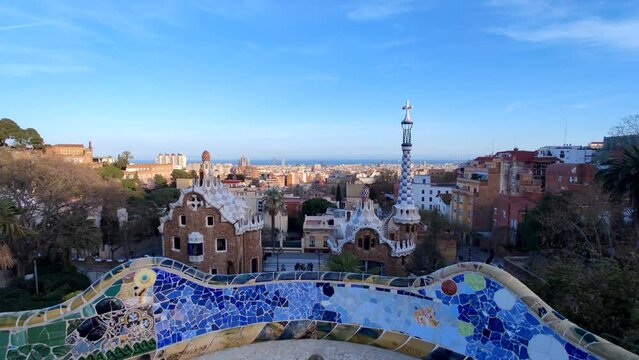 Park G&uuml;ell Guell Barcelona Spain - Gardens and Architectural Elements on Carmel Hill by Antoni Gaud&iacute;