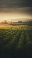 Agricultural landscape with breathtaking scenery and farm activities. Generative AI