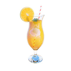 Cocktail with orange isolated on transparent background, png