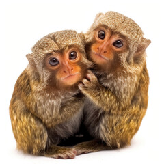 Fototapeta premium Two Pygmy Marmosets (Cebuella pygmaea) playing together