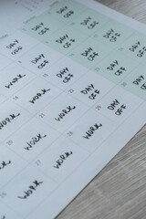 4 day work week printed calendar with weekend days four day working week concept. Modern approach...