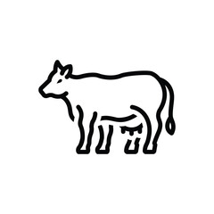 Black line icon for cow 